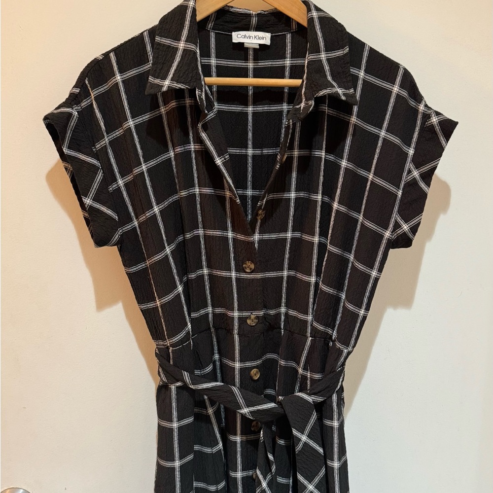 Calvin Klein Black and White Plaid Dress